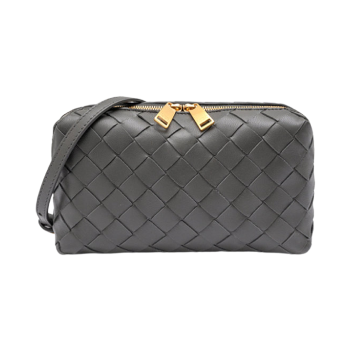 609407VCPP51408 Bottega Veneta Mini Leather Crossbody Bag Light Graphite