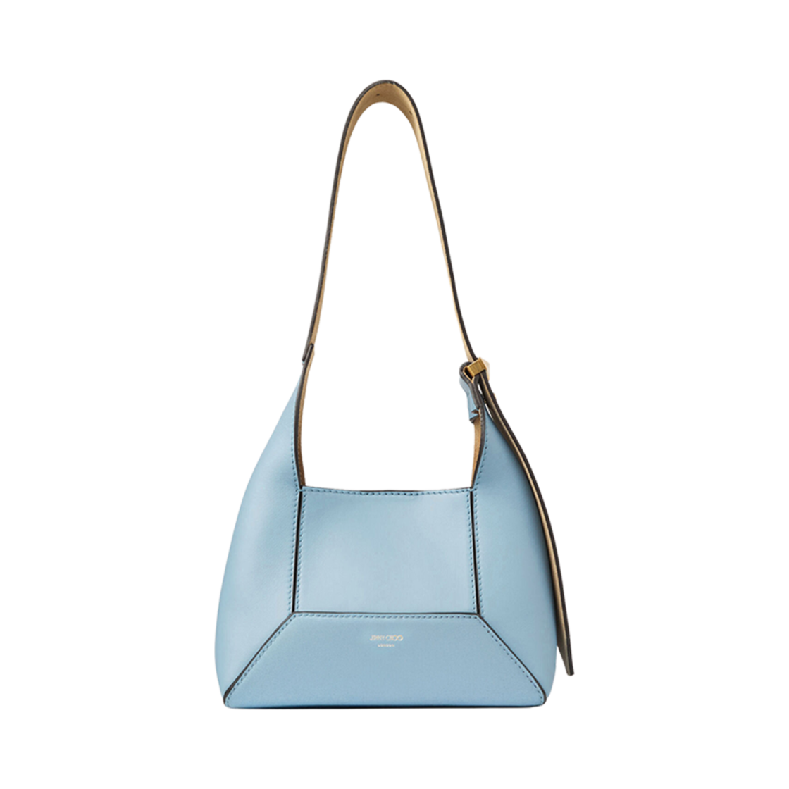 DIAMONDHOBOSHUT000034 Jimmy Choo Diamond Hobo S Leather Shoulder Bag Dusty Blue Gold