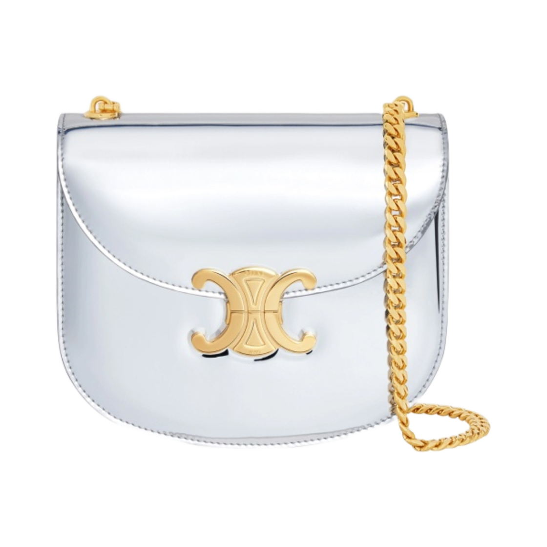 셀린느 미러 텍스타일 틴 체인 베사체 트리옹프 실버(Celine Teen Chain Besace Triomphe in Mirror Textile Silver) - 1