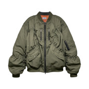 OMO Larva Shirring Bomber Jacket Khaki