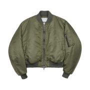 YIYAE Padded Nylon Crop Bomber Khaki