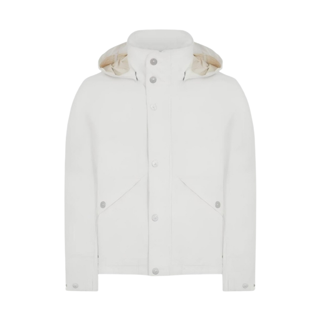 8015418X1-V0001 Stone Island 418X1 Stone Island Marina Raw Plated Linen Hooded Blouson White - 24SS