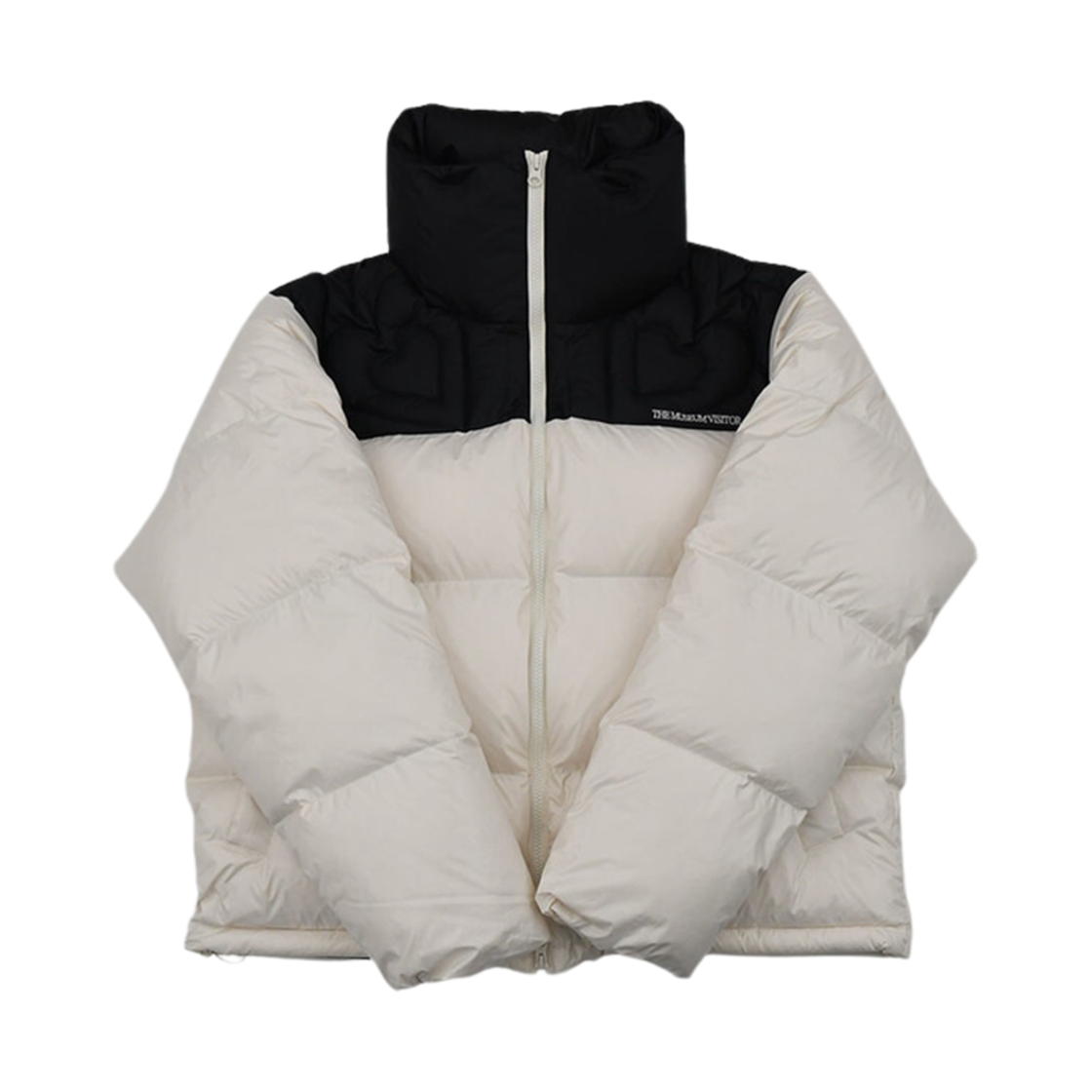 더뮤지엄비지터 하트 스티치드 푸퍼 다운 자켓 아이보리(The Museum Visitor Heart Stitched Puffer Down Jacket Ivory)