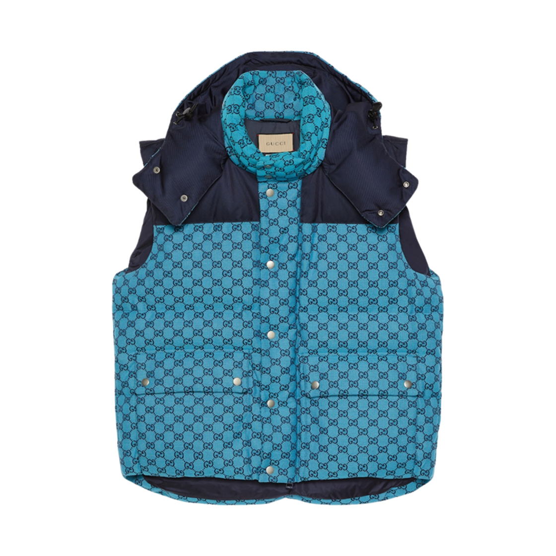 구찌 GG 캔버스 다운 질레 라이트 블루 블루(Gucci GG Canvas Down Gilet Light Blue Blue) - 1