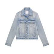 (W) Courreges Dirty Blue Denim Strap Jacket Light Blue Wash