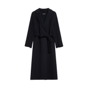 (W) S Max Mara Esturia Long Wool Coat Black
