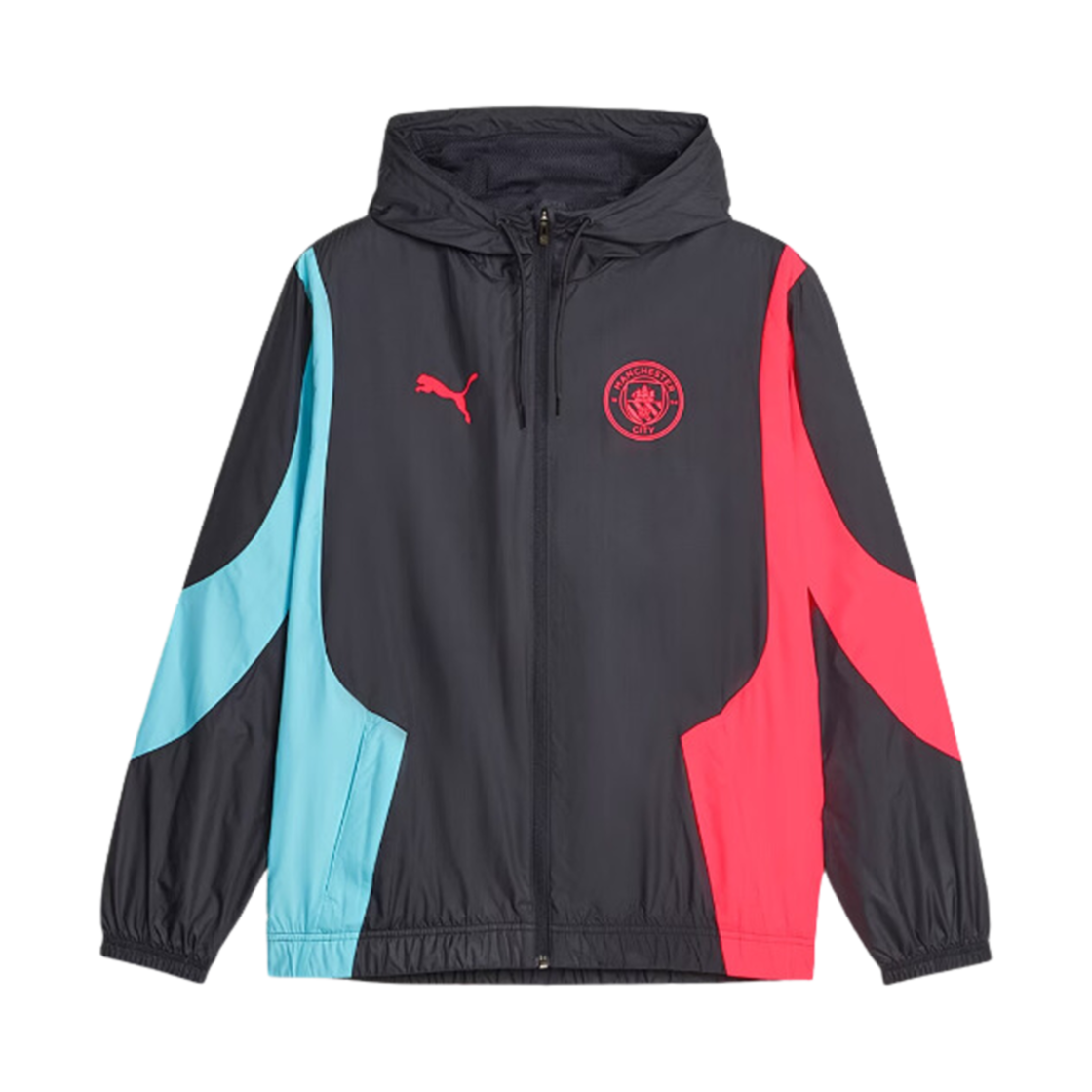 772846-14 Puma Manchester City Prematch Woven Anthem Jacket Dark Navy Hero Blue