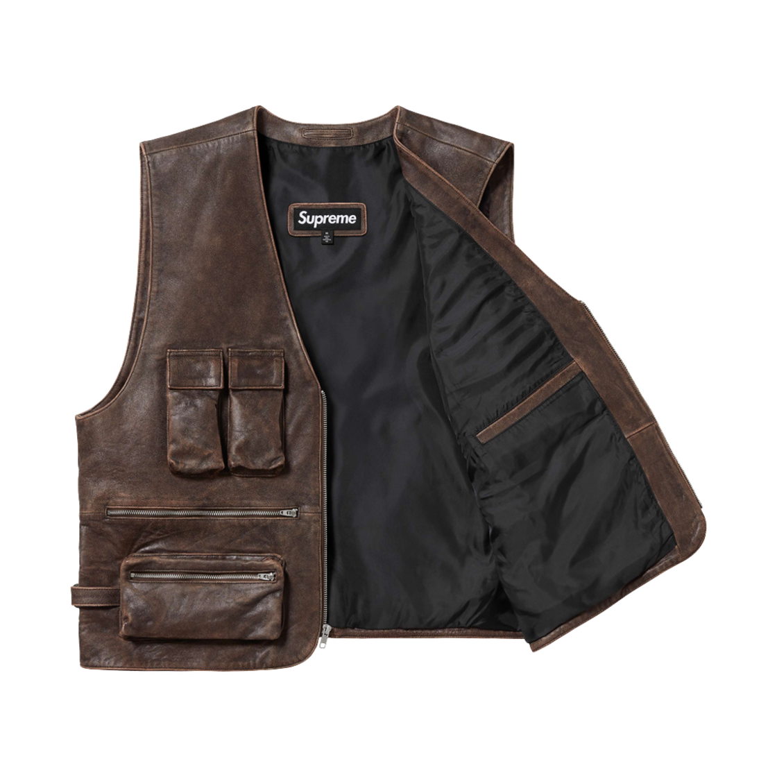 슈프림 레더 카고 베스트 브라운 - 25SS(Supreme Leather Cargo Vest Brown - 25SS) - 2