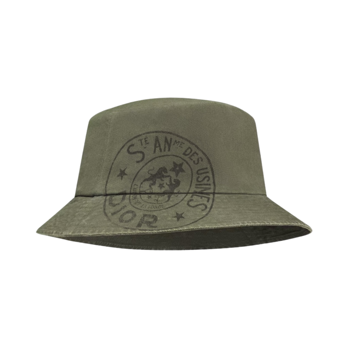 (W) 디올 유니온 스몰 스몰 클로시 버킷햇 워시드 이펙트 코튼 카키((W) Dior Union Small Brim Bucket Hat Washed Effect Cotton Khaki) - 1