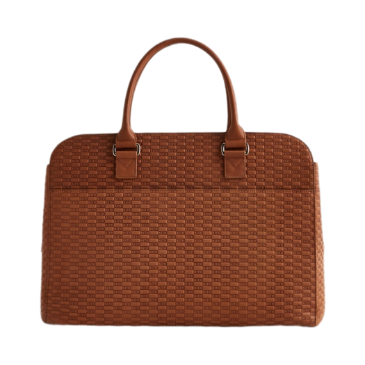 KHM040068-298 Kith Document Bag in Monogram Deboss Leather Parchment