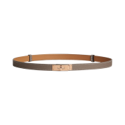 (W) Hermes Kelly 18 Belt Epsom & Rose Gold Etoupe