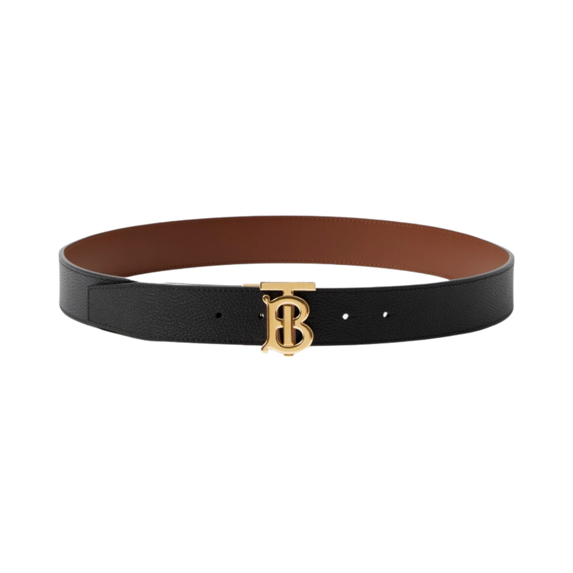 버버리 리버시블 TB 레더 벨트 블랙 탄 라이트 골드(Burberry Reversible TB Leather Belt Black Tan Light Gold) - 1