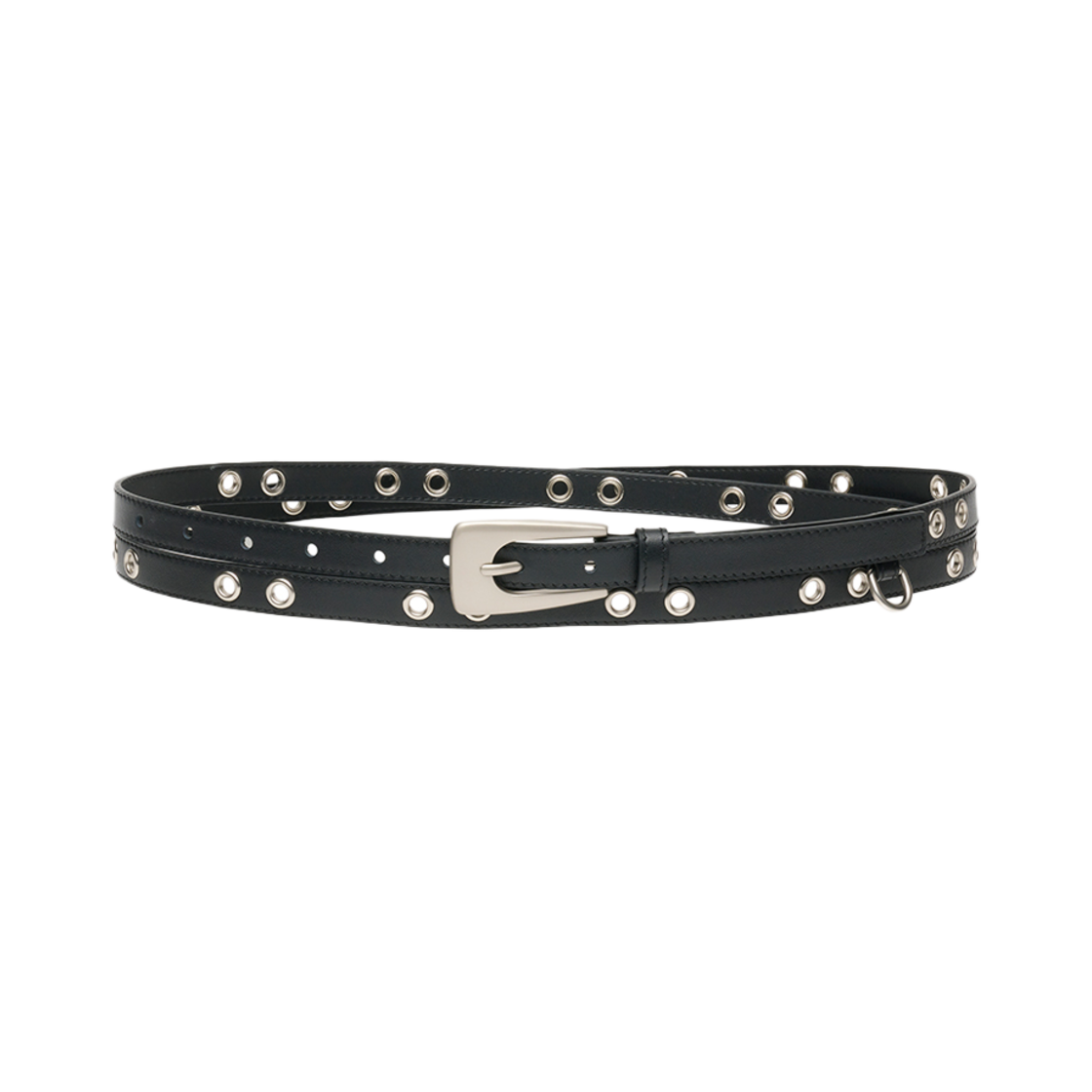 르마스크 롱 슬림 레이어드 남자 여자 가죽 벨트 15mm 블랙(Le Masque Long Slim Layered Unisex Leather Belt 15 mm Black)
