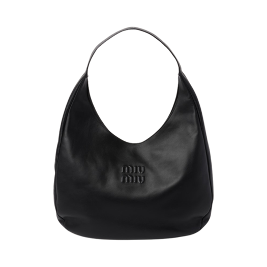 5BC155-2CRW-F0002 Miu Miu Leather Hobo Bag Black