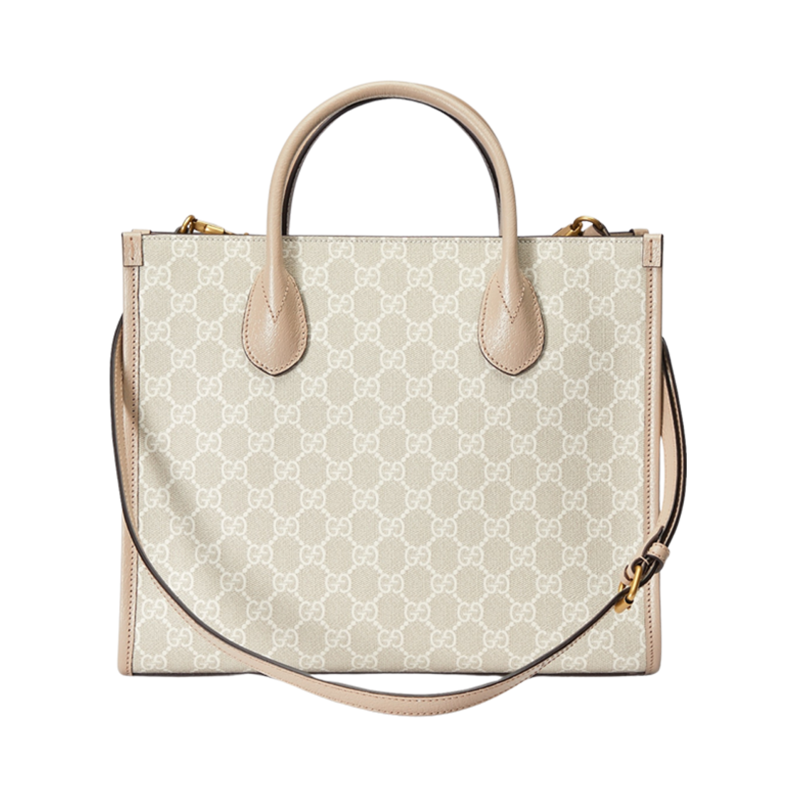 구찌 스몰 토트백 인터로킹 G 베이지 화이트 GG 슈프림(Gucci Small Tote Bag with Interlocking G Beige White GG Supreme) - 3