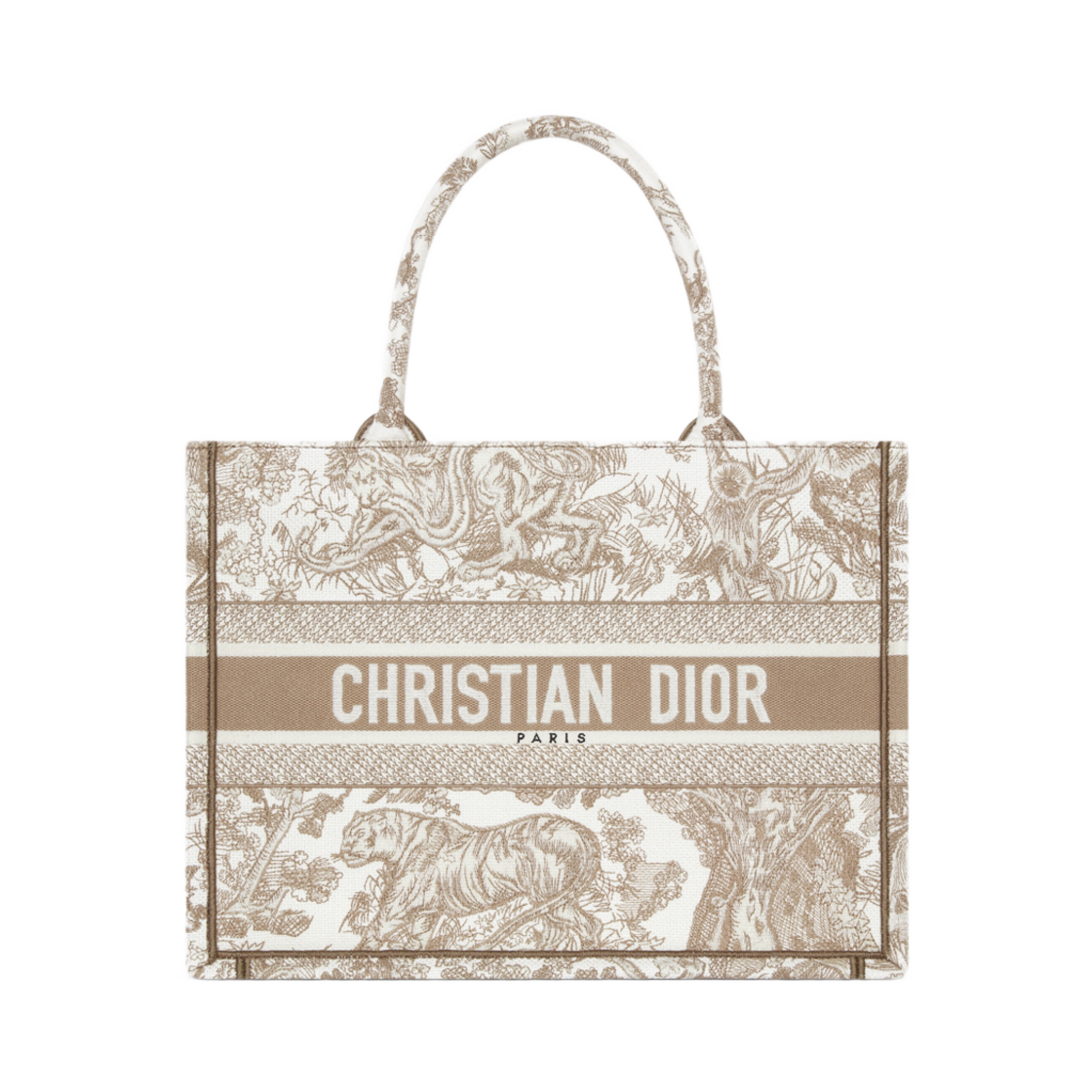 디올 미디움 디올 북 토트 트왈 드 주이 소바쥬 자수 화이트 베이지(Dior Medium Dior Book Tote Toile De Jouy Sauvage Embroidery White Beige)