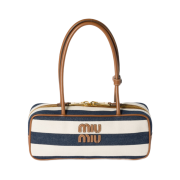 Miu Miu Canvas and Leather Beau Bag Blue Beige
