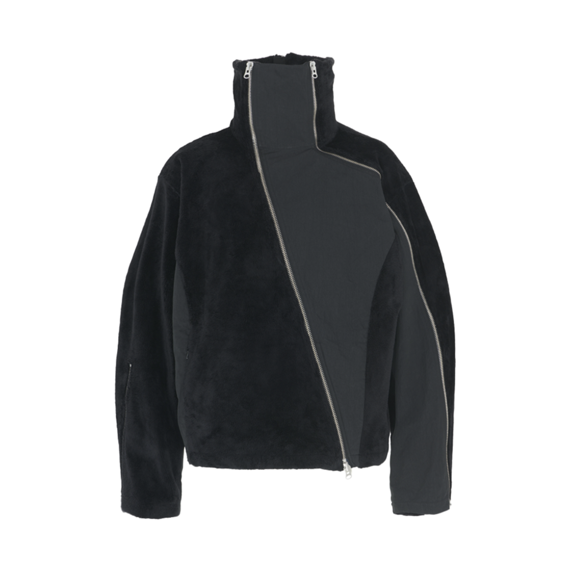 24fw12 Surgery Cross Zip Fleece Jacket Black