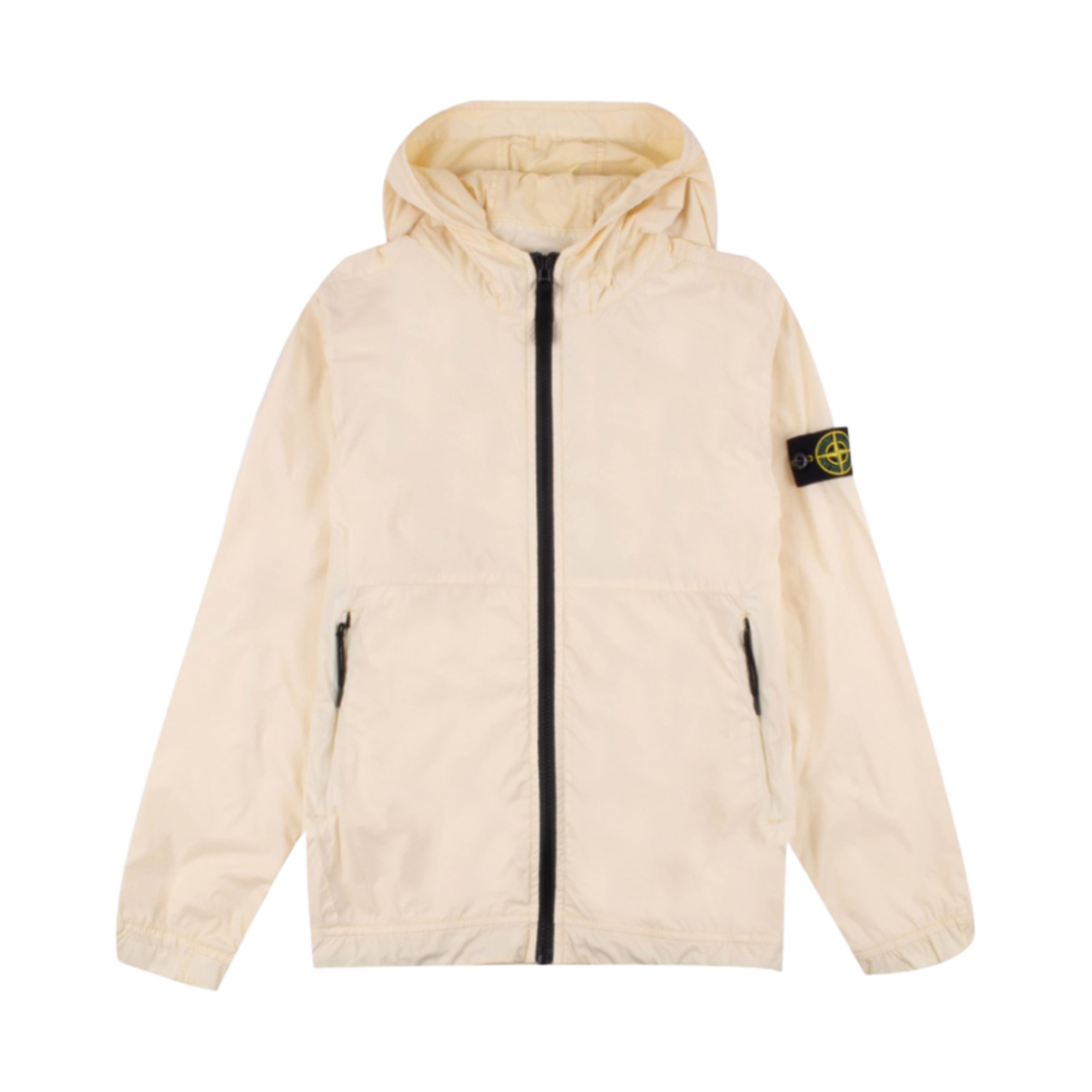 (키즈) 스톤 아일랜드 40532 스트레치 나일론 캔버스 가먼트 다이드 후드 자켓 크림 - 22SS((Kids) Stone Island 40532 Stretch Nylon Canvas Garment Dyed Hooded Jacket Cream - 22SS) - 1