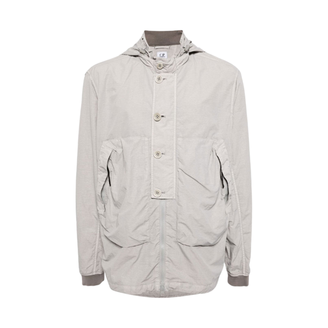 C.P. 컴퍼니 플랫 나일론 고글 오버셔츠 드리즐 그레이 - 24SS(C.P. Company Flatt Nylon Goggle Overshirt Drizzle Grey - 24SS)