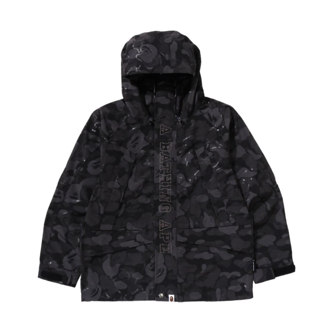 베이프 라미네이티드 카모 스노우보드 자켓 블랙(BAPE Laminated Camo Snowboard Jacket Black)