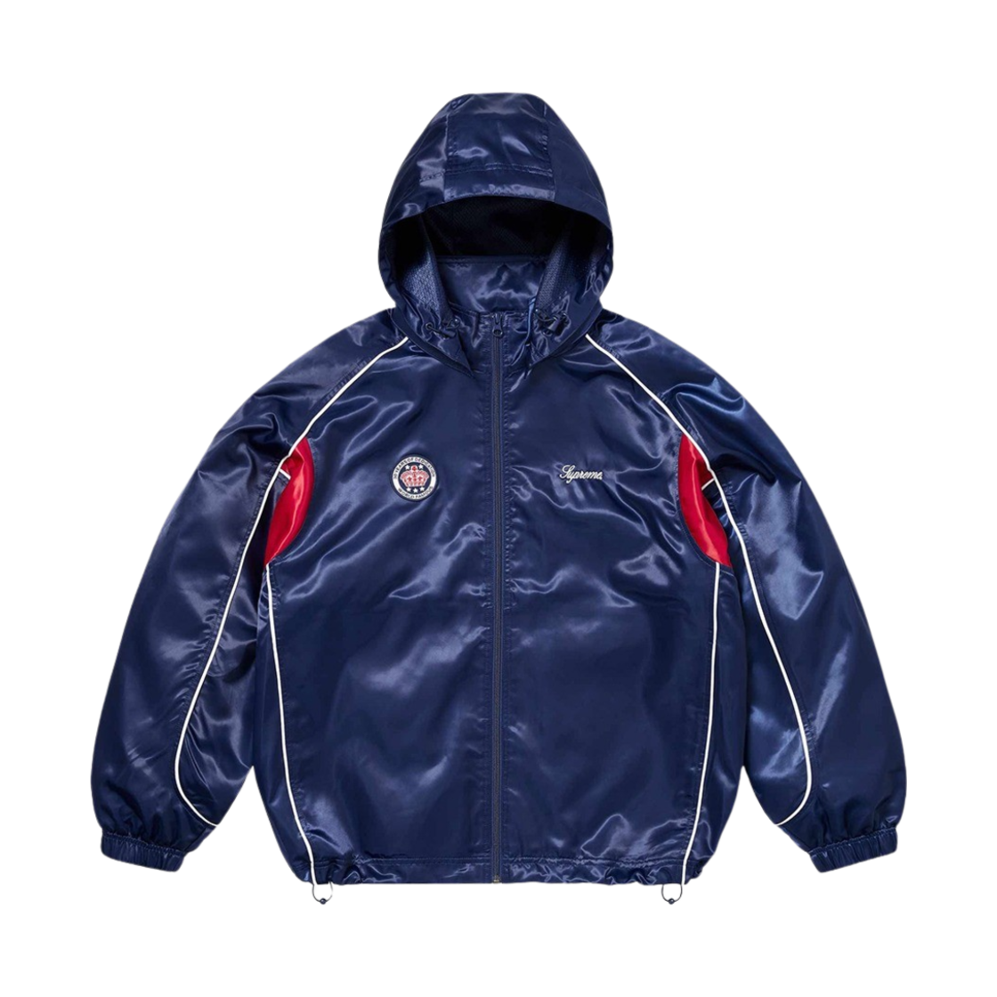 KM4AOTBSP08NY Supreme Satin Hooded Track Jacket Navy - 24SS