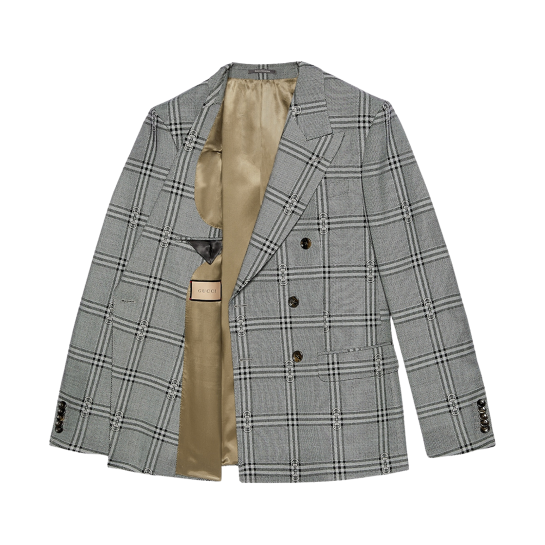 구찌 홀스빗 체크 울 자켓 그레이 블랙(Gucci Horsebit Check Wool Jacket Grey Black) - 2