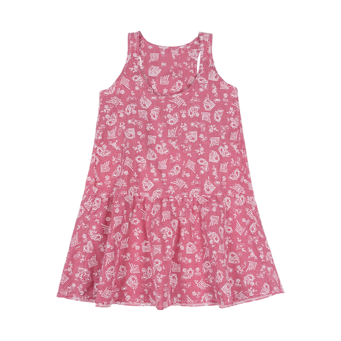 (W) ROMANTIC GINGHAM HOME SLIP DRESS RED Foli Women Romantic Gingham Home Slip Dress Red