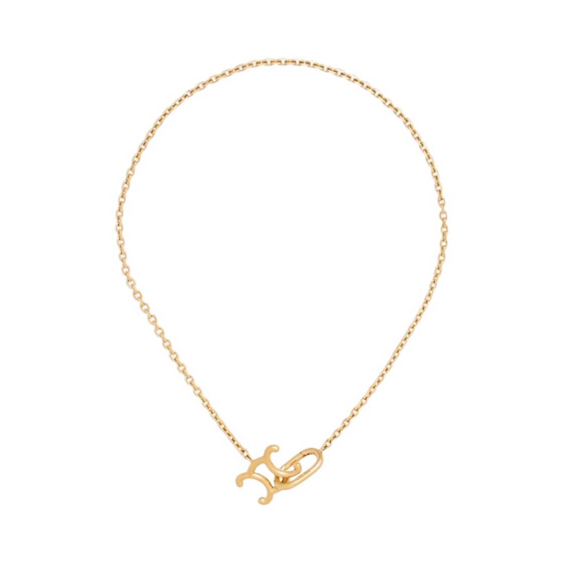 460XG6BRA-35OR (W) Celine Triomphe Lock Necklace Gold Finish Brass Gold