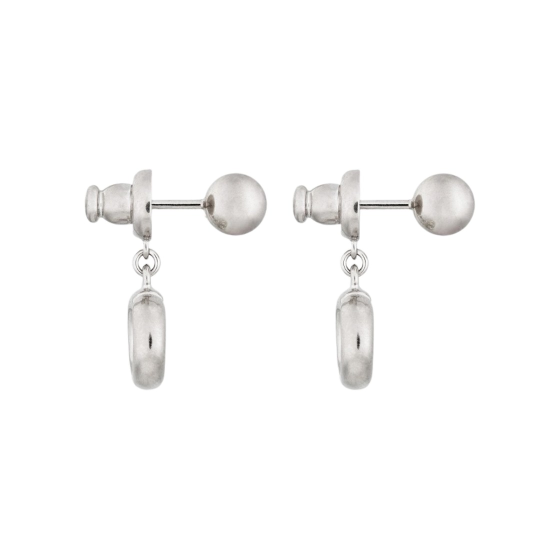 (W) 디올 CD 네이비 이어링 실버 피니쉬 메탈((W) Dior CD Navy Earrings Silver Finish Metal) - 2