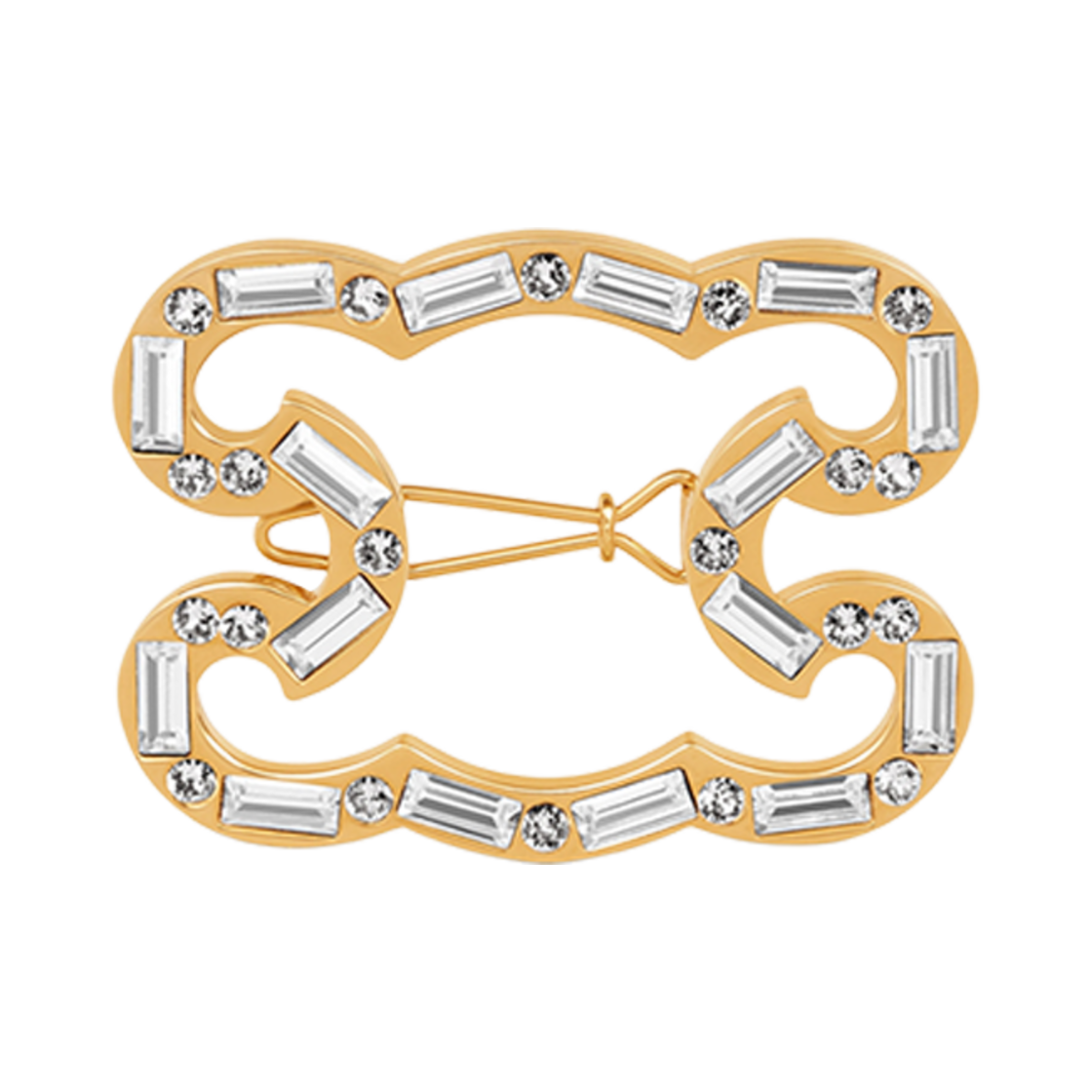 461BT6BRS-35OR (W) Celine Triomphe Frame Hair Clip in Strass and Brass with Gold Finish Gold