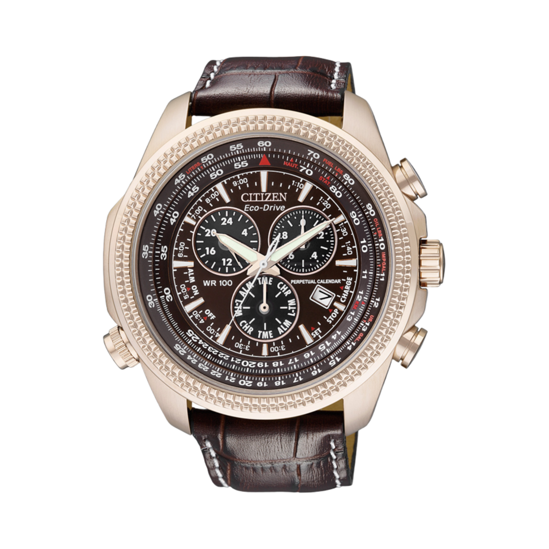 시티즌 퍼페츄얼 캘린더 크로노그래프 에코드라이브 48mm 카프 레더 블랙 브라운(Citizen Perpetual Calendar Chronograph Eco-Drive 48mm Stainless Calf Leather Black Brown) - 1