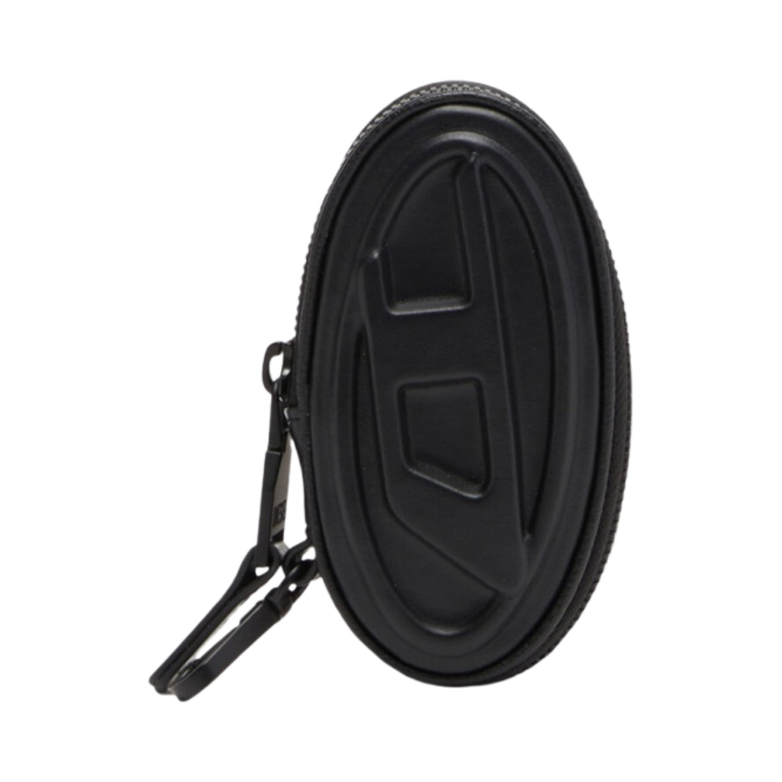 디젤 이스 II 지퍼 레더 파우치 자수 로고 블랙