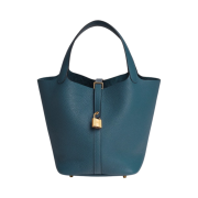 Hermes Picotin Lock 22 Bag Clemence & Gold Bleu de Prusse