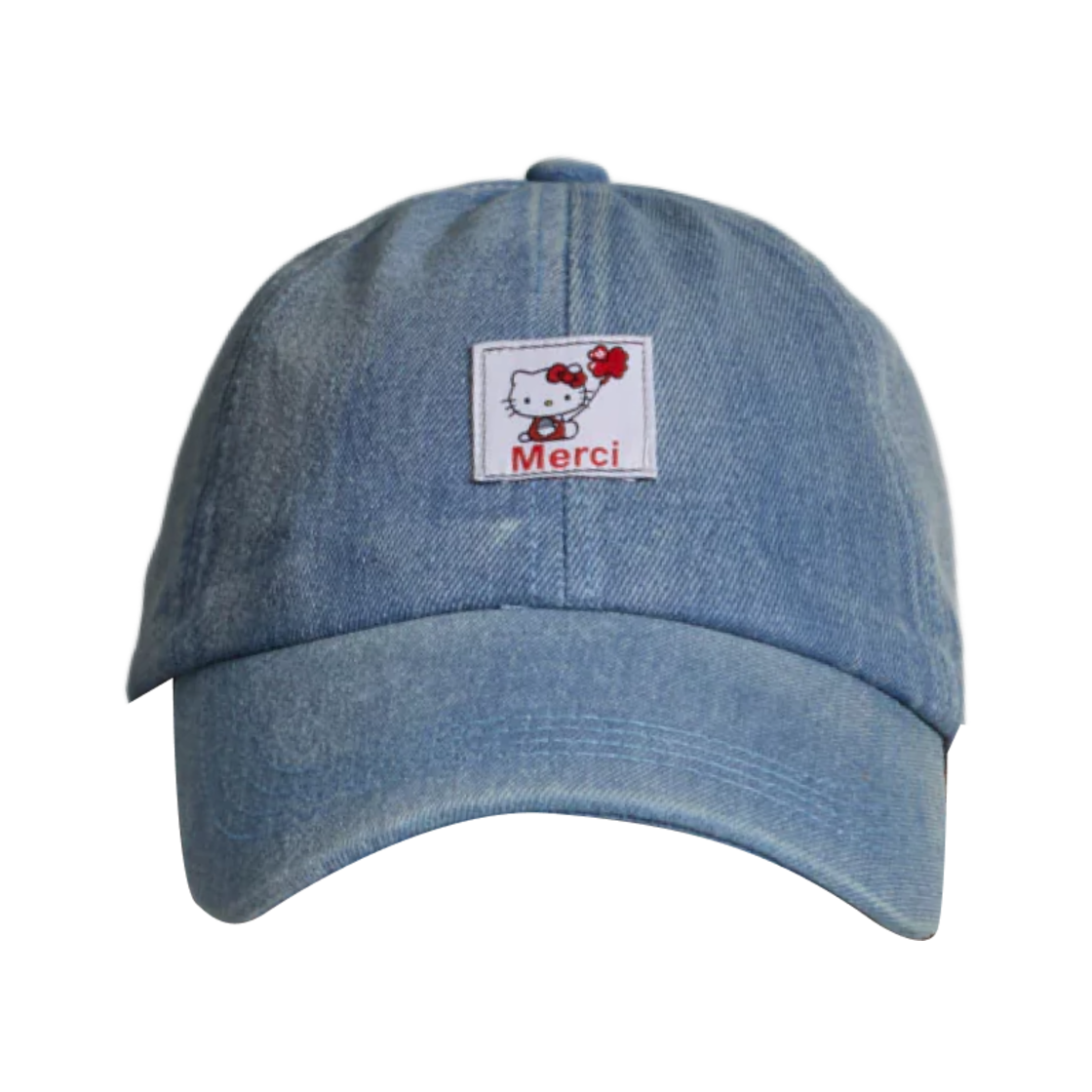 메르시 x 헬로 키티 볼캡 레드 블루 데님(Merci x Hello Kitty Ball Cap Red Blue Denim)