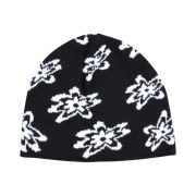 Aeae Jacquard Flower Beanie Black