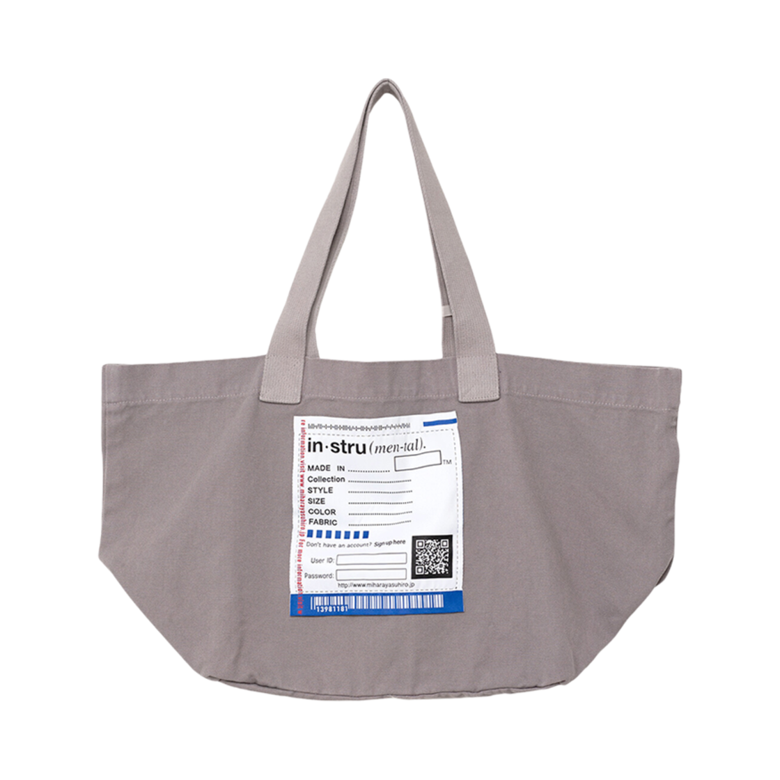 I12BG701-LIGHTGRAY Maison Mihara Yasuhiro Big Name Tote Bag Light Gray