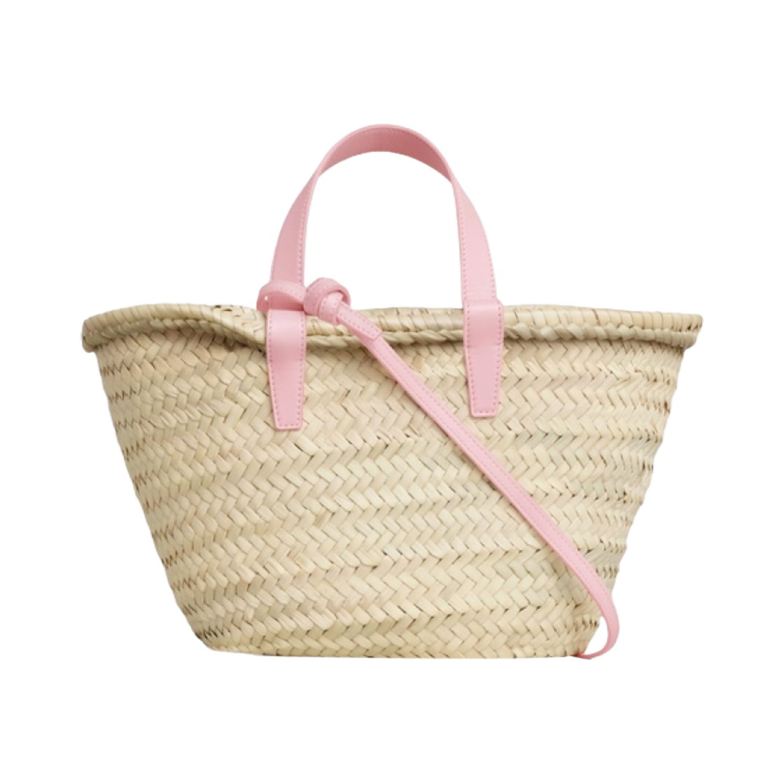 셀린느 라피아 & 카프스킨 틴 트리옹프 셀린느 클래식 파니에 핑크(Celine Teen Triomphe Celine Classic Panier in Palm Leaves and Calfskin Pink) - 3