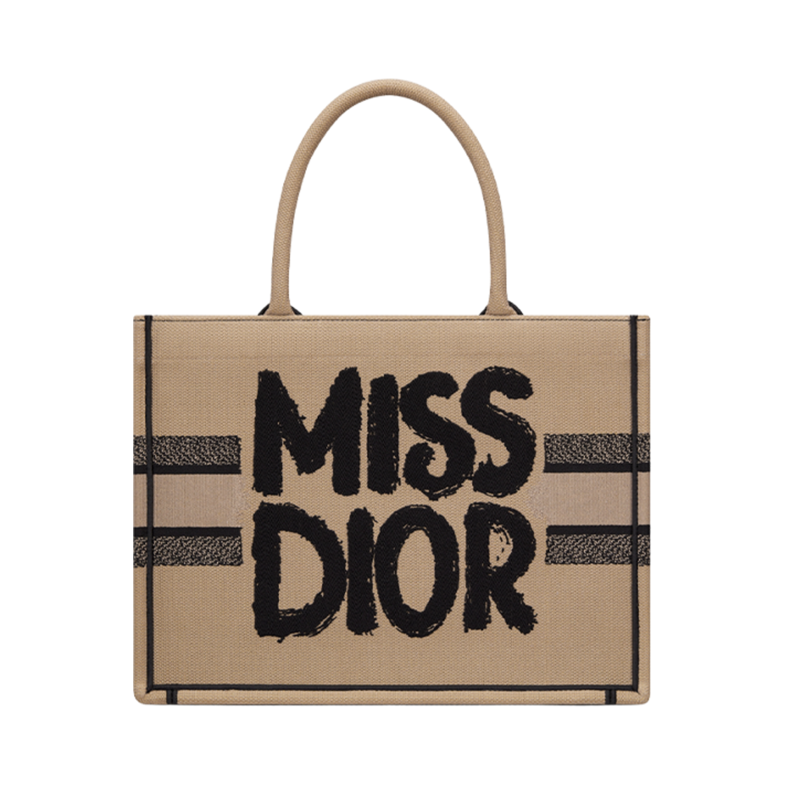디올 북 토트 미디움 백 미스 디올 그래피티 자수 베이지 블랙(Dior Book Tote Medium Bag Miss Dior Graffiti Embroidery Beige Black) - 1