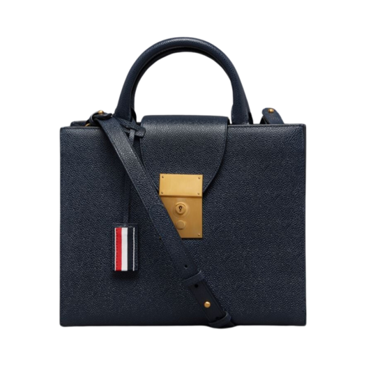 FAP438A-00198-415 Thom Browne Pebble Grain Small Mr. Thom Tote Bag Navy