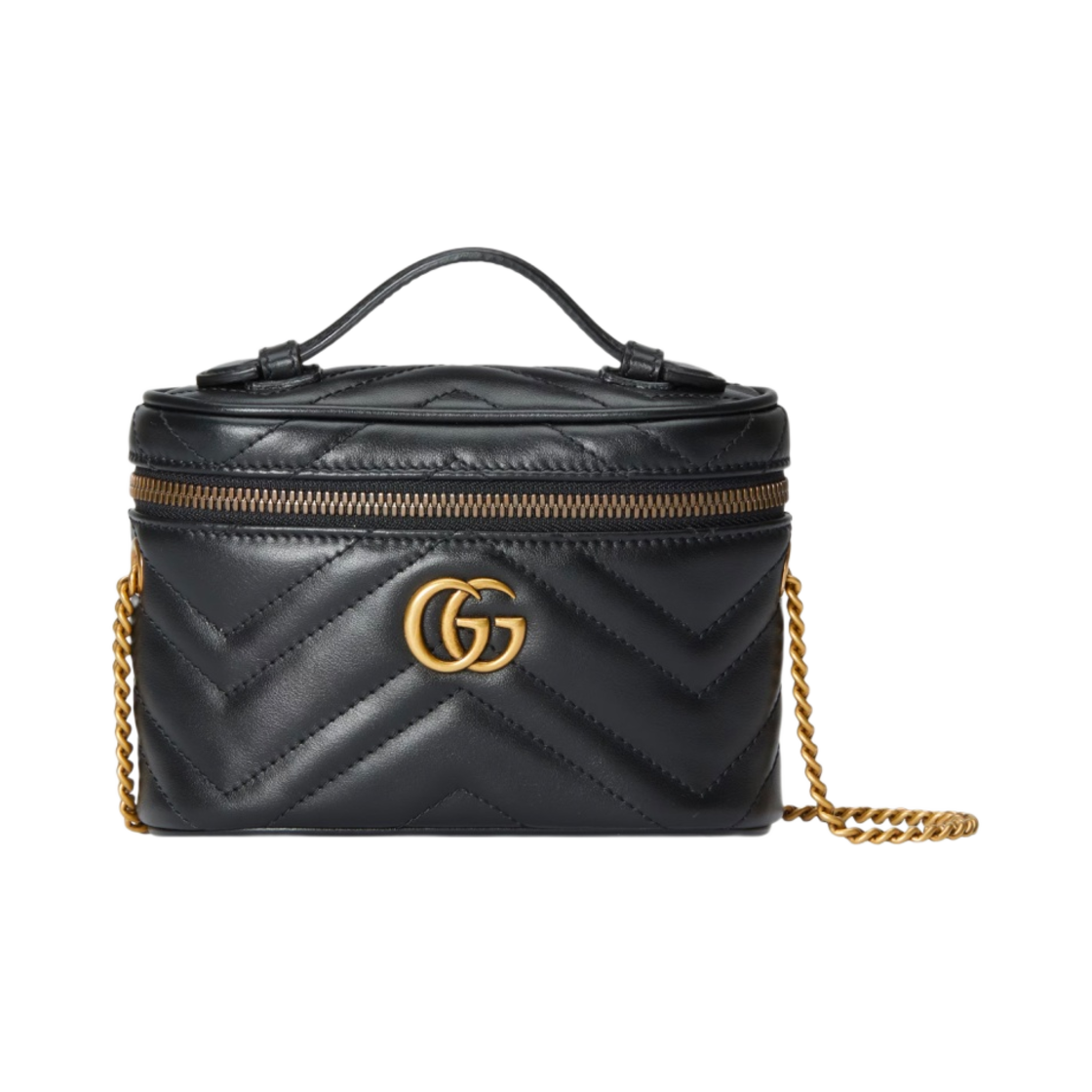 구찌 GG 마몽 미니 탑 핸들 백 블랙 레더(Gucci GG Marmont Mini Top Handle Bag Black Leather) - 1