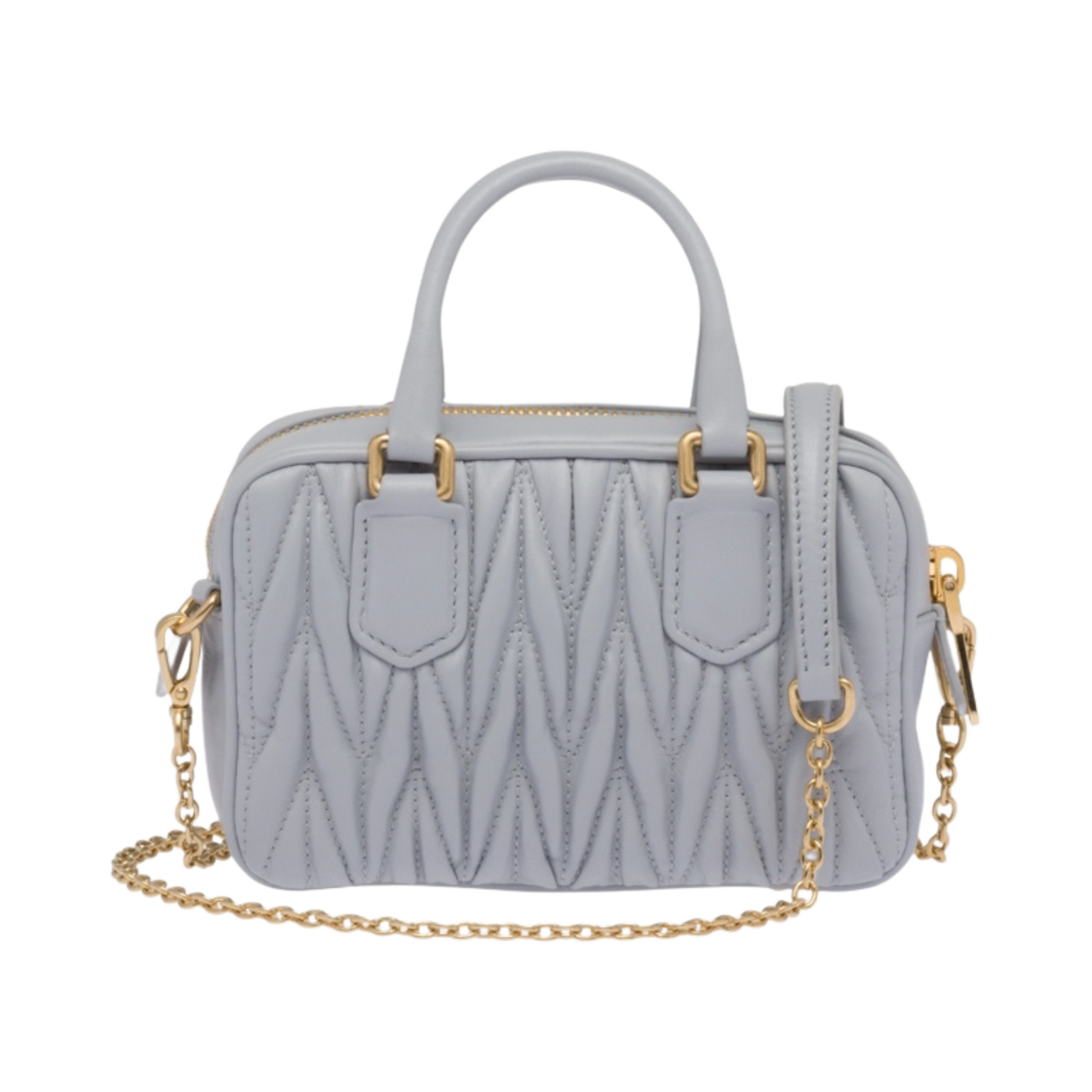 미우 미우 마테라쎄 나파 가죽 탑 핸들 미니백 콘플라워(Miu Miu Matelasse Nappa Leather Top Handle Mini Bag Cornflower) - 3