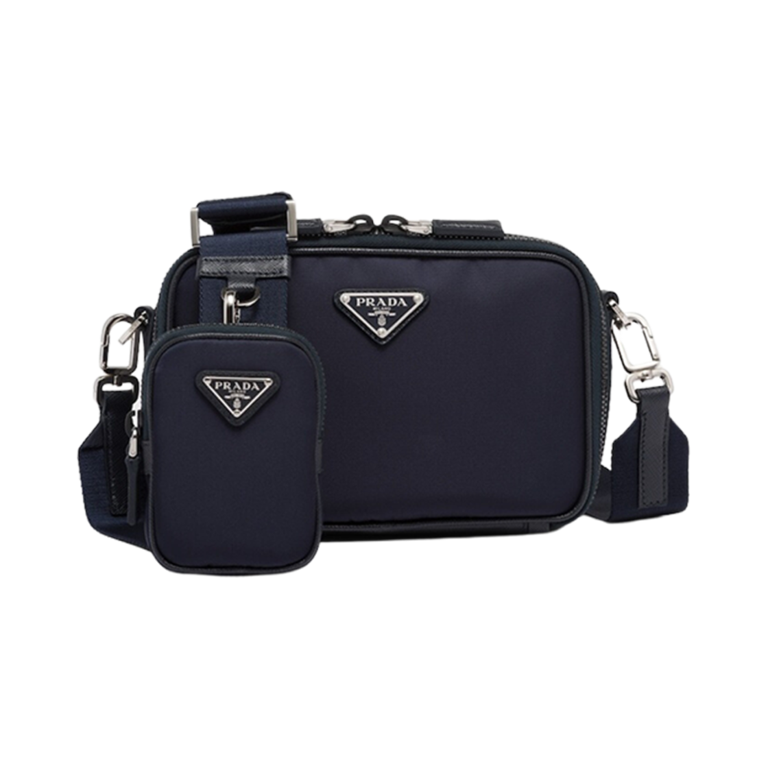 2VH070-2DMH-F0008 Prada Brique Re-Nylon Saffiano Leather Bag Navy
