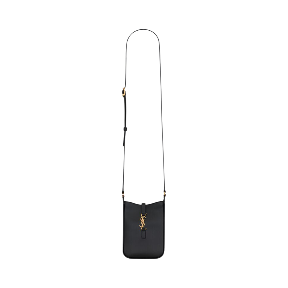 735214-2R20W-1000 Saint Laurent Le 5 À 7 Mini Vertical In Shiny Leather Black