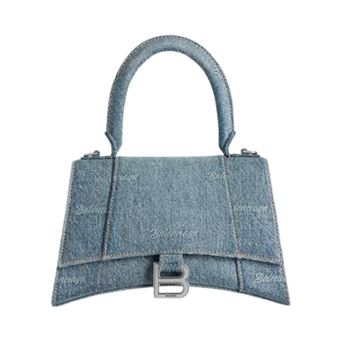 발렌시아가 아워글래스 스몰 핸드백 걸리 올오버 데님 라이트 블루(Balenciaga Hourglass Small Handbag Girly Allover Denim Light Blue) - 1