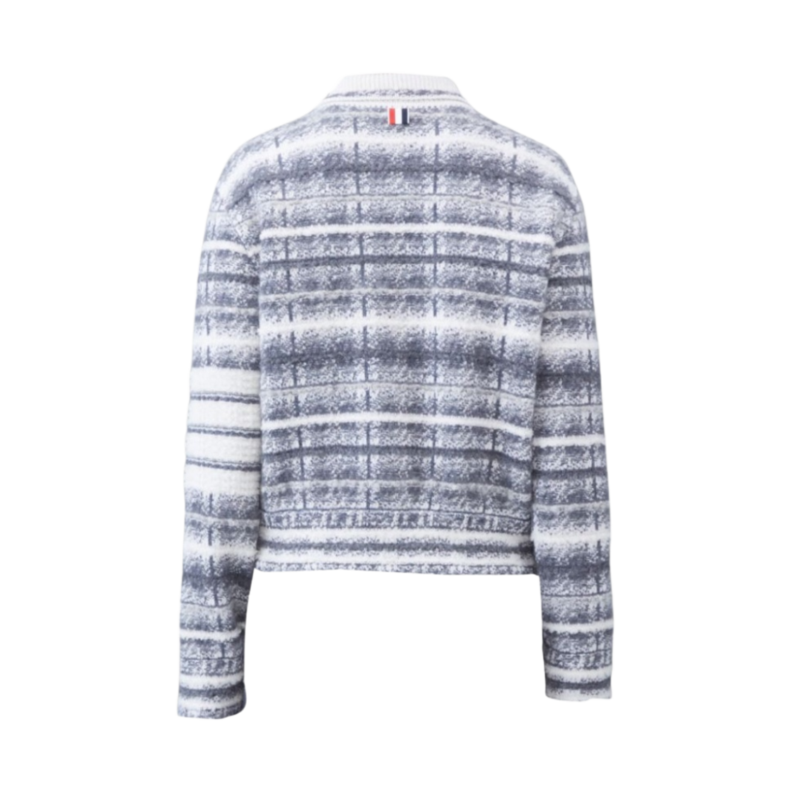 (W) 톰브라운 메리노 모헤어 타탄 사선 폴로 칼라 봄버 자켓 그레이((W) Thom Browne Merino and Mohair Tartan 4-Bar Polo Collar Bomber Jacket Grey) - 2