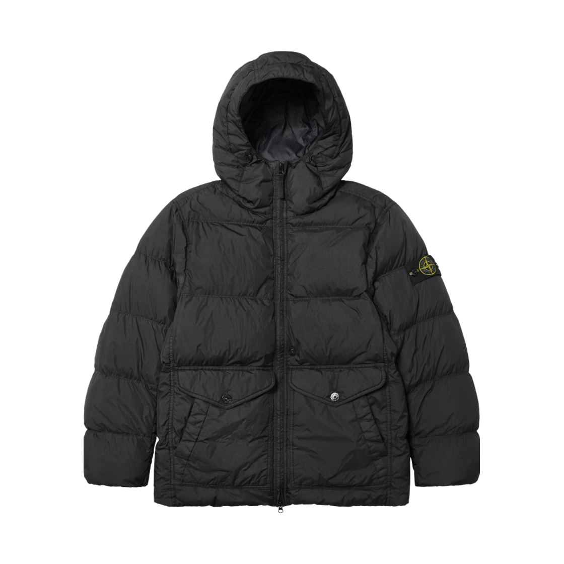 스톤 아일랜드 40723 크링클랩스 후드 다운 자켓 블랙 - 24FW(Stone Island 40723 Crinkle Reps Hooded Down Jacket Black - 24FW)