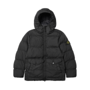 Stone Island 40723 Crinkle Reps Hooded Down Jacket Black - 24FW