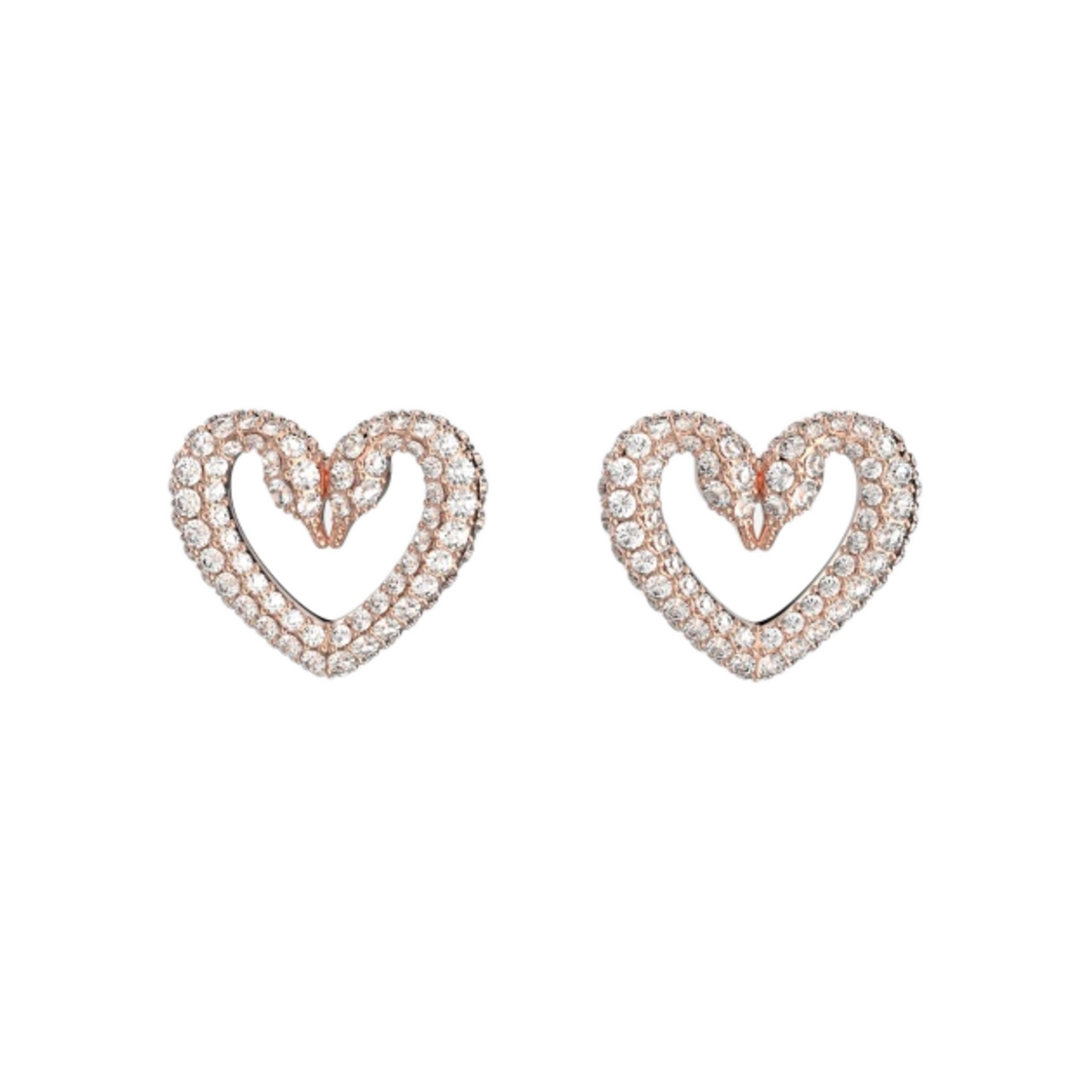 (W) 스와로브스키 우나 스터드 이어링 미디움 화이트 로즈 골드 플래팅((W) Swarovski Una Stud Earring Medium White Rose Gold Plated) - 1