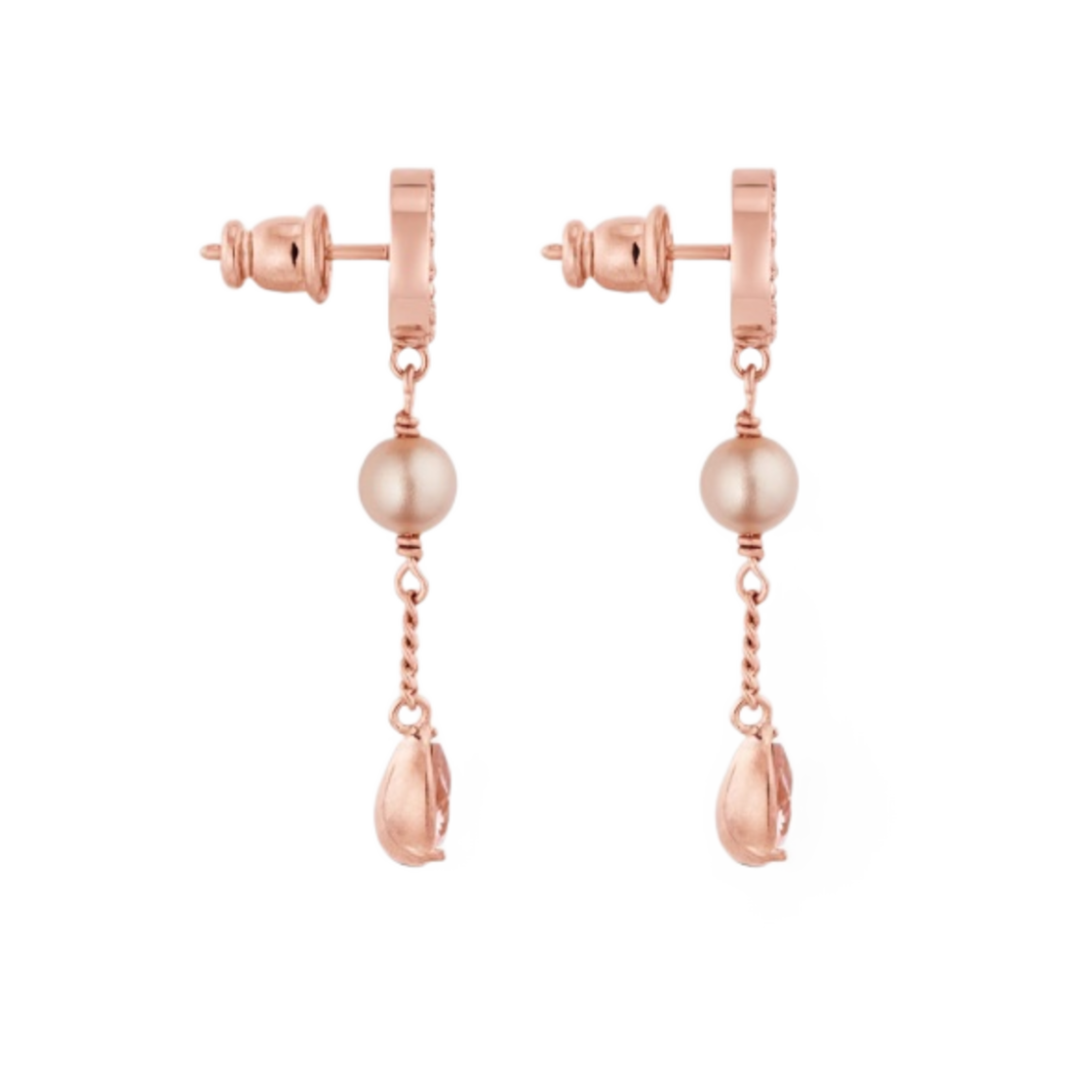 (W) 디올 쁘띠 CD 이어링 핑크 피니쉬 메탈 핑크 레진 펄 크리스탈((W) Dior Petit CD Earrings Pink Finish Metal Pink Resin Pearls Crystals) - 2